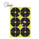 Allen Company - EZ Aim Splash Reactive Paper Shooting Targets, Bullseye, 6-Targets Per Sheet, 12.5"W x 18.25"H, 8-Pack, Black/Chartreuse