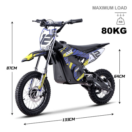MotoTec 36v 1000w (HP112E) Electric Dirt Bike - Blue