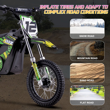 MotoTec 36v 1000w (HP112E) Electric Dirt Bike - Green