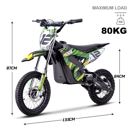 MotoTec 36v 1000w (HP112E) Electric Dirt Bike - Green