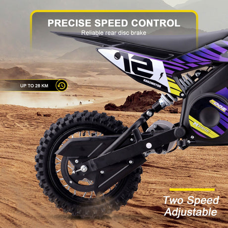 MotoTec 36v 1000w (HP112E) Electric Dirt Bike - Purple