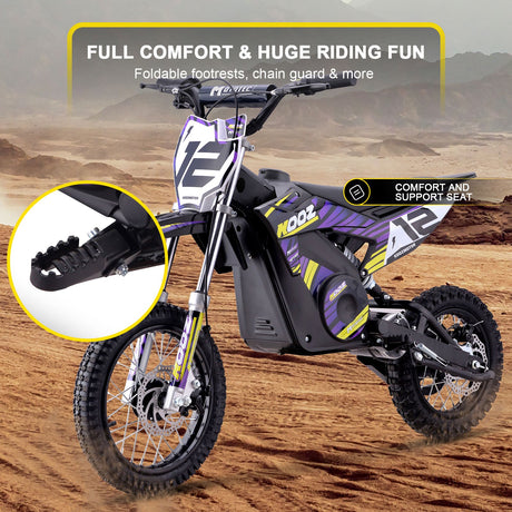 MotoTec 36v 1000w (HP112E) Electric Dirt Bike - Purple