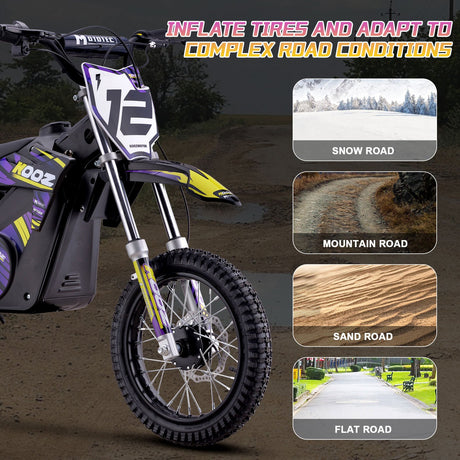 MotoTec 36v 1000w (HP112E) Electric Dirt Bike - Purple