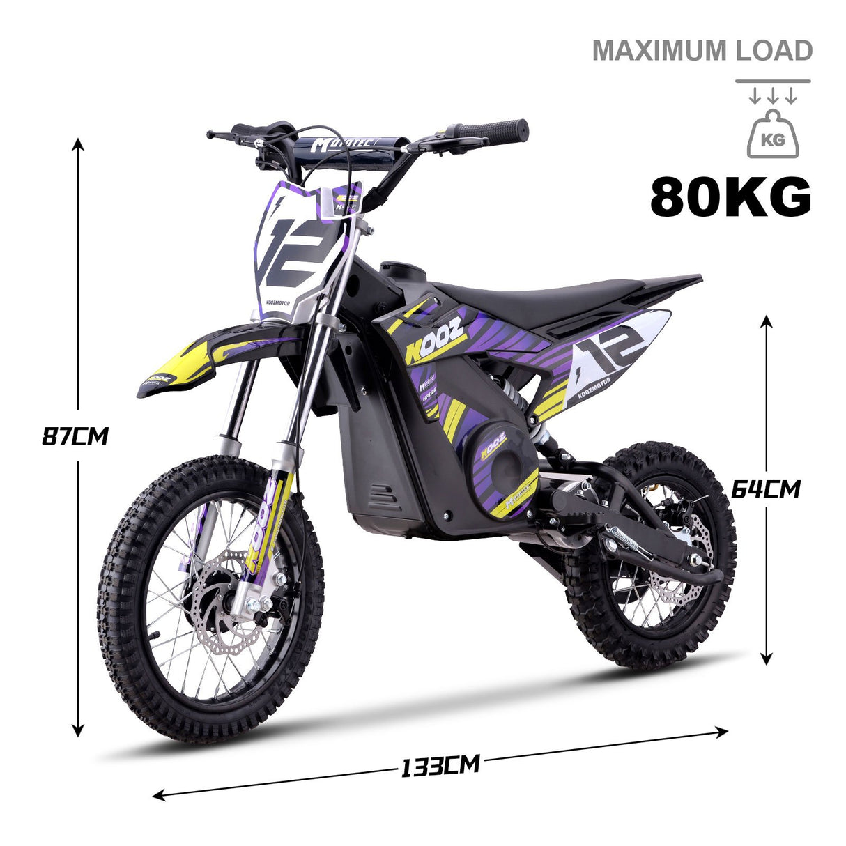 MotoTec 36v 1000w (HP112E) Electric Dirt Bike - Purple