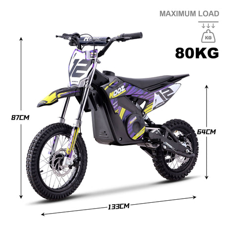MotoTec 36v 1000w (HP112E) Electric Dirt Bike - Purple