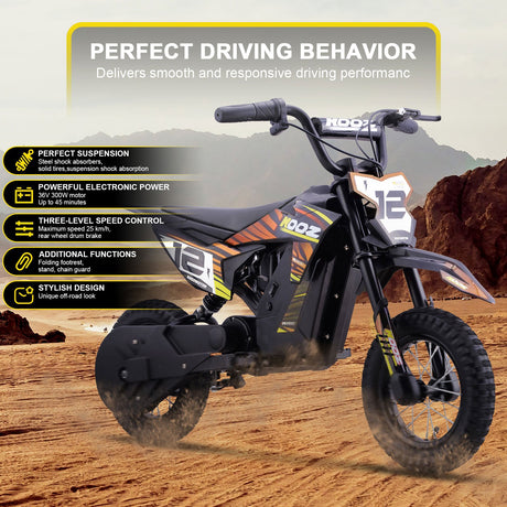 MotoTec 36v 300w (HP122E) Electric Dirt Bike - Orange