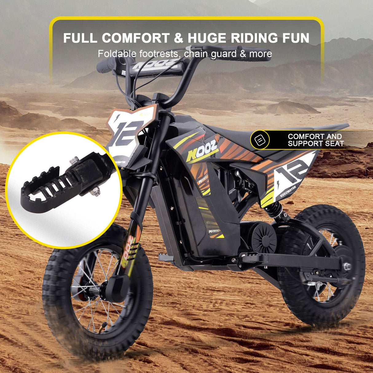 MotoTec 36v 300w (HP122E) Electric Dirt Bike - Orange