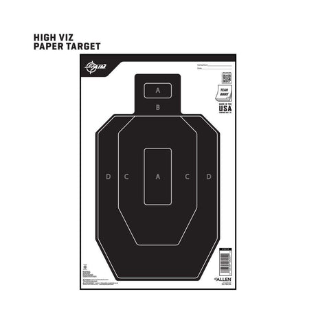 Allen Company - EZ Aim Paper Shooting Targets, IPSC Silhouette, Peel Away Target Pad, 12"W x 18"H, 50-Pack, Black/White