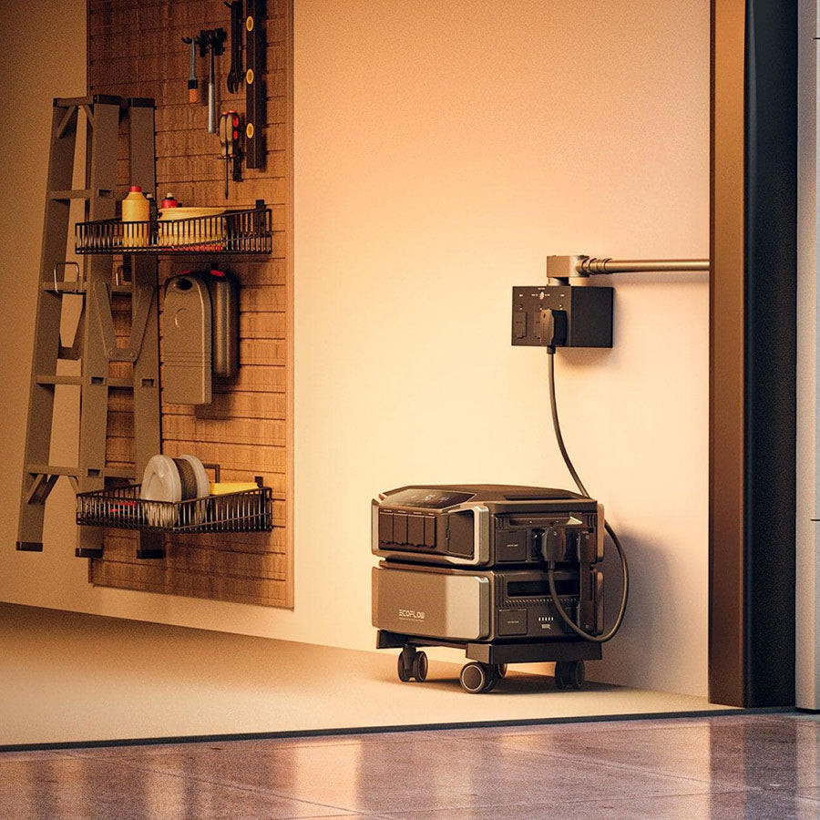 EcoFlow portable power stations for outdoor survival and emergency preparedness displayed in a rugged setting
