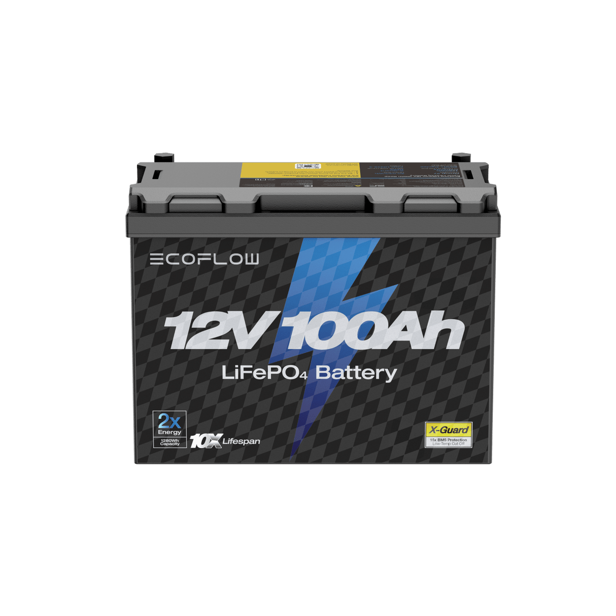 EcoFlow - 12V 100Ah LiFePO4 Deep Cycle Battery (1280Wh, IP65)