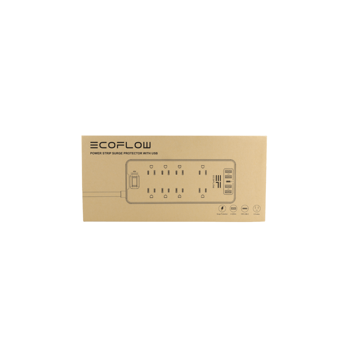 EcoFlow – Surge Protector Power Strip with 8 Outlets & 5 USB Ports, 1800J