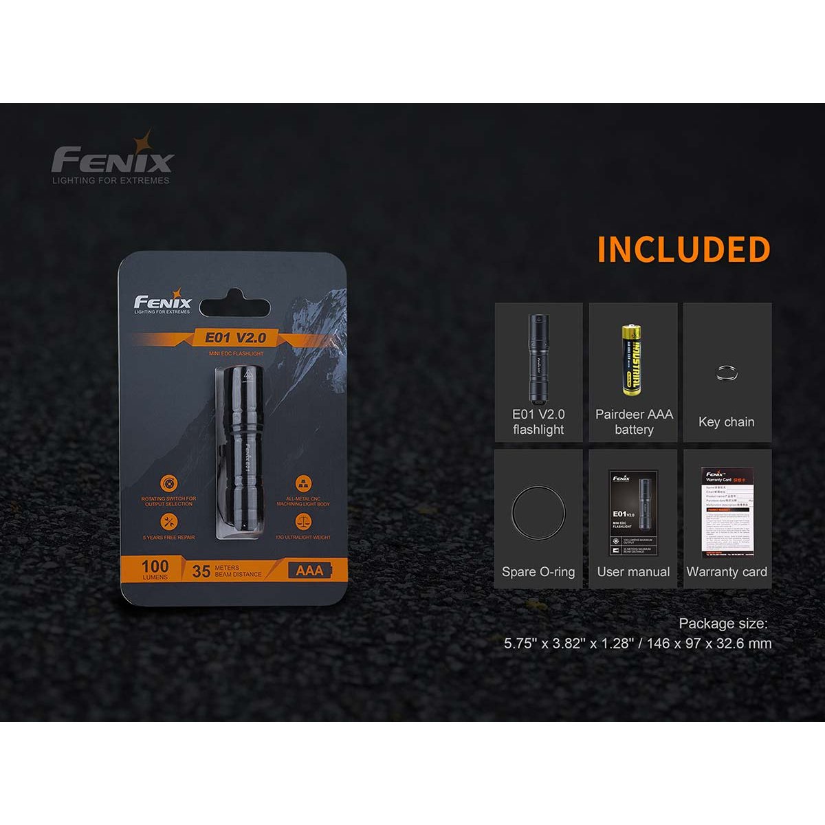 Fenix - E01 V2.0 AAA Flashlight - Black