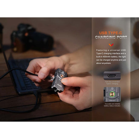 Fenix - E03R V2.0 Keychain Flashlight - Gray