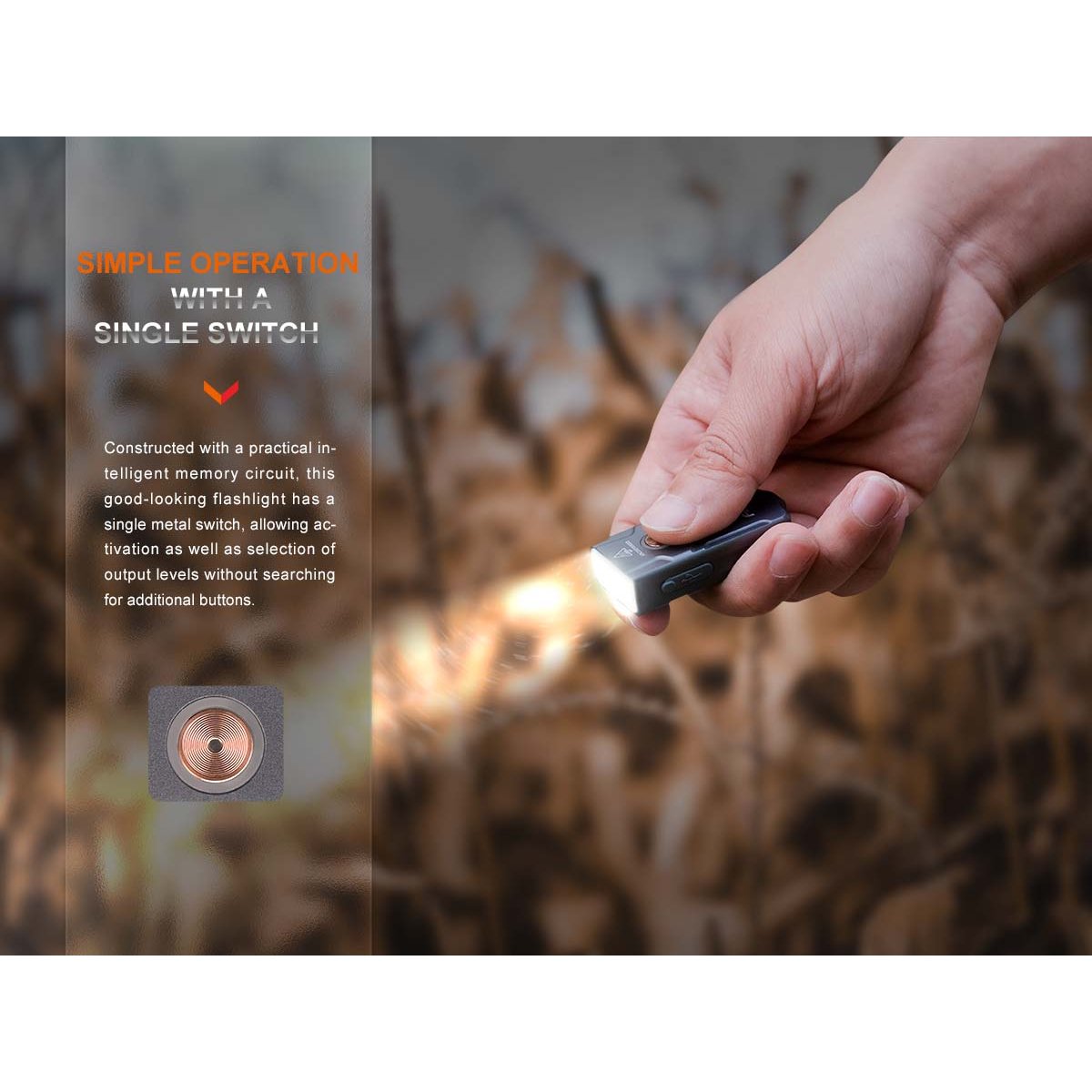 Fenix - E03R V2.0 Keychain Flashlight - Gray