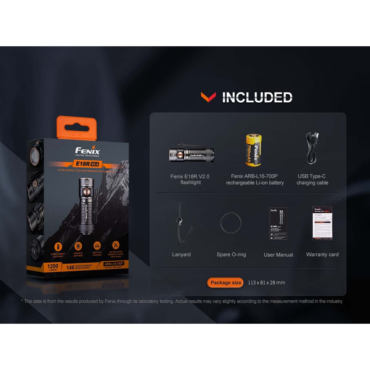 Fenix - E18R V2.0 Rechargeable EDC Flashlight