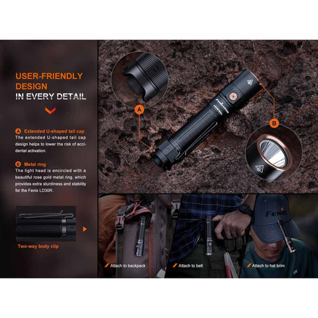 Fenix - LD30R Rechargeable Flashlight, 1700 Lumens, Black