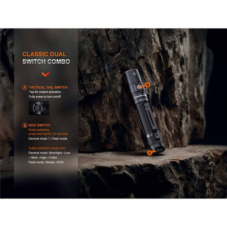 Fenix - LD30R Rechargeable Flashlight, 1700 Lumens, Black
