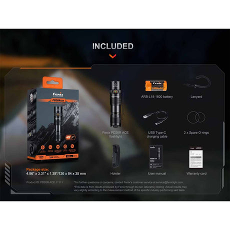 Fenix - PD26R ACE Rechargeable Flashlight - Black