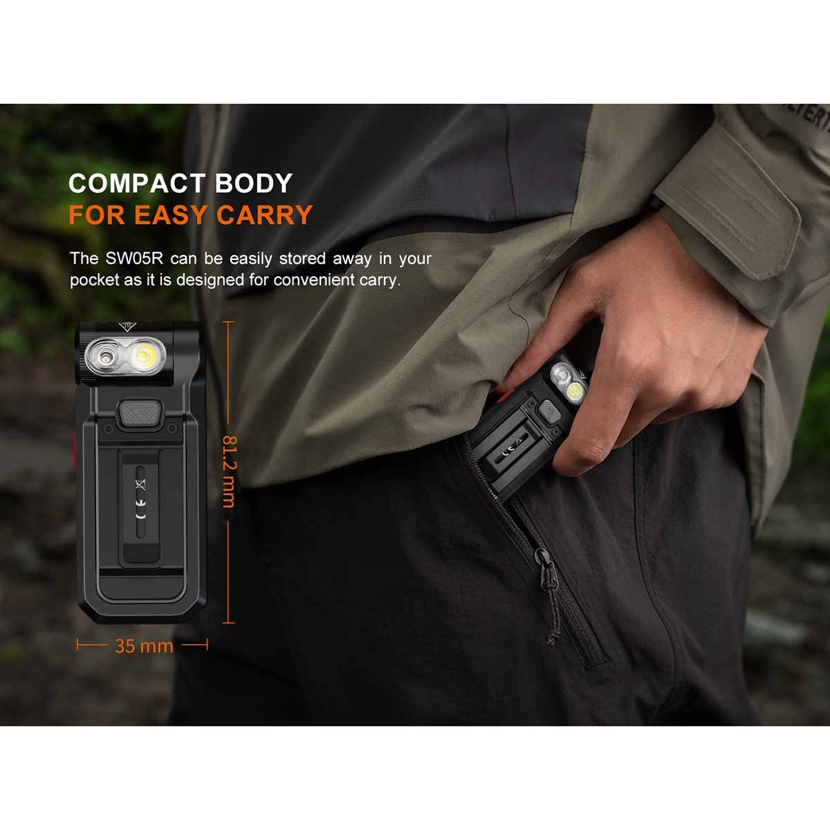 Fenix - SW05R-RED Clip On Flashlight with Red Light - Black