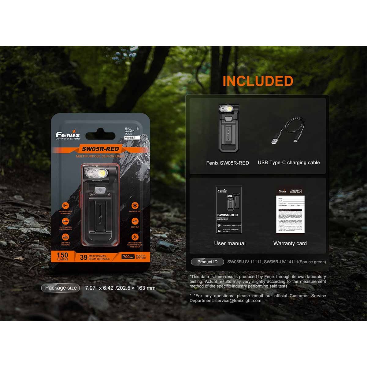 Fenix - SW05R-RED Clip On Flashlight with Red Light - Black