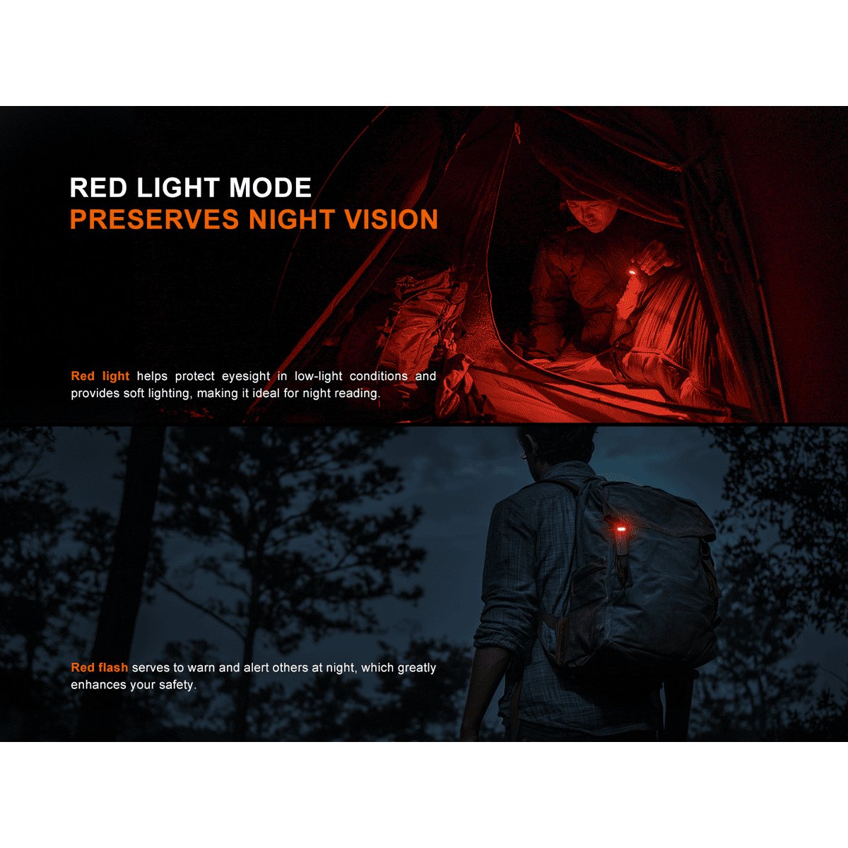 Fenix - SW05R-RED Clip On Flashlight with Red Light - Black