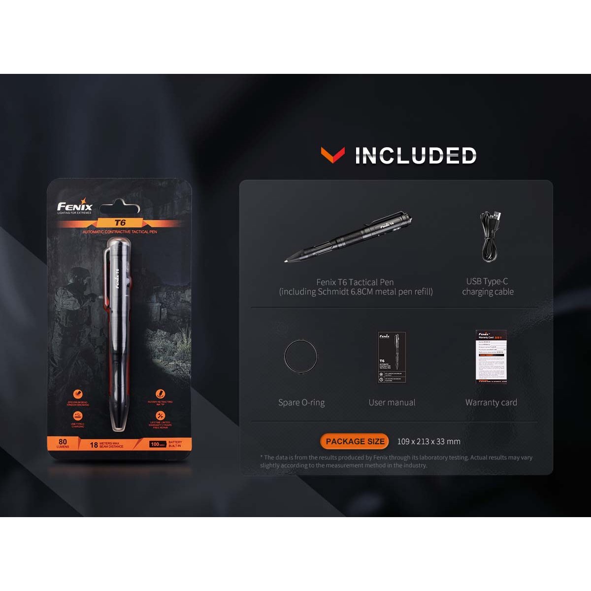 Fenix - T6 Penlight and EDC Flashlight - Black