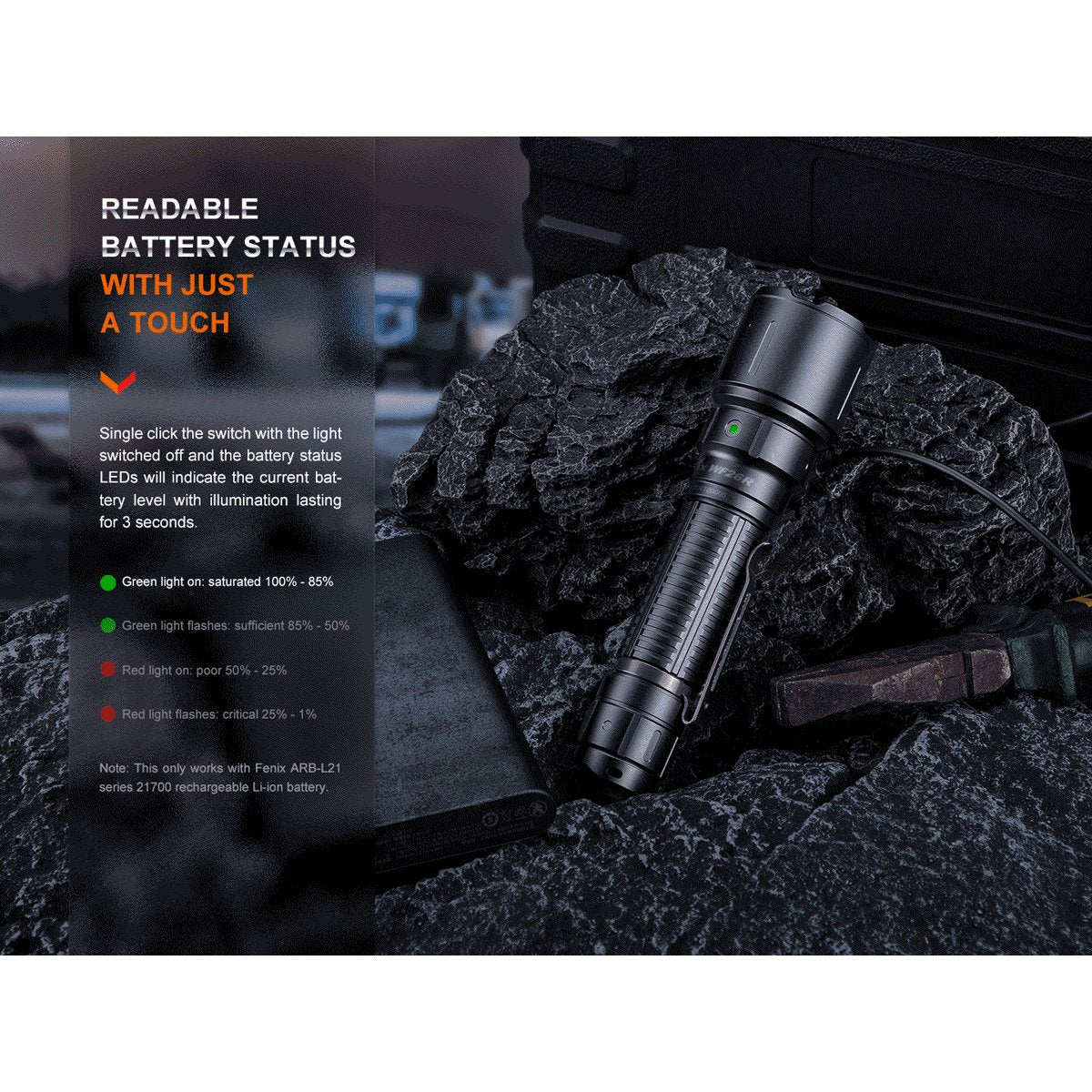 Fenix - WF26R Rechargeable Flashlight with Charging Dock