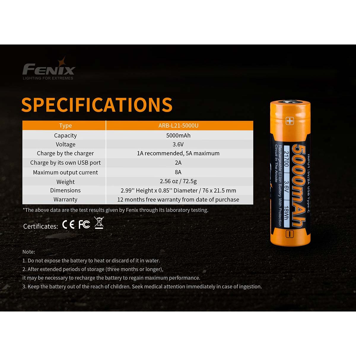 Fenix - ARB-L21-5000U Rechargeable Battery