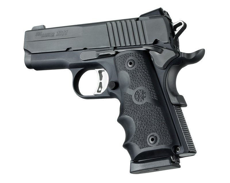 Hogue - 1911 Officers Model OverMolded Rubber Grip - Black