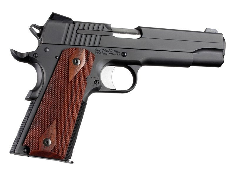 Hogue - 1911 Govt. Model Checkered Hardwood Grip Panels - Cocobolo