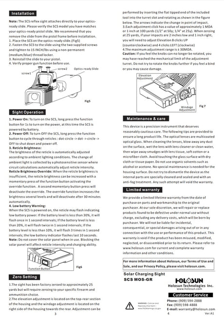 Holosun - SCS MOS Solar Charging Sight for GLOCK™ MOS Systems