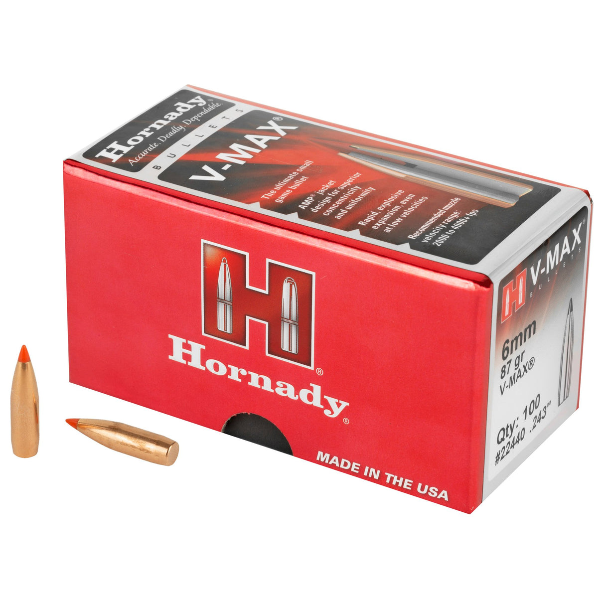 Hornady - 6mm .243 87 gr V-MAX Bullets