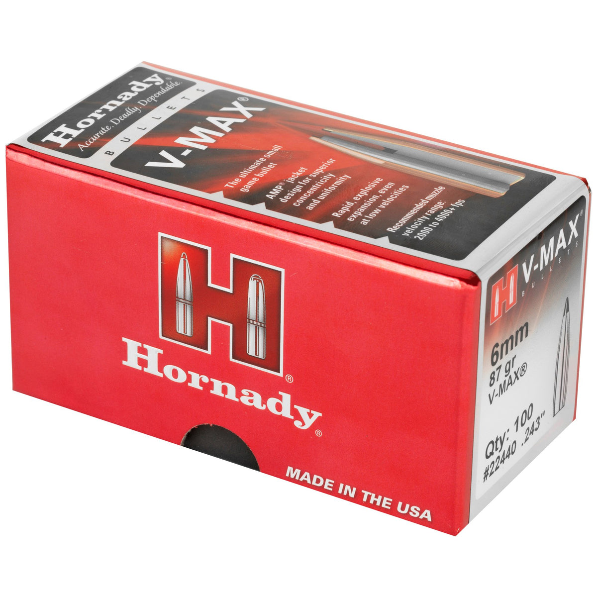 Hornady - 6mm .243 87 gr V-MAX Bullets