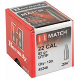 Hornady - 22 Cal .224 52 gr BTHP Match Bullets