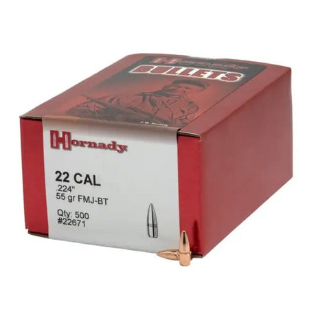Hornady - 22 Cal .224 55 gr FMJ-BT with Cannelure