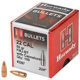 Hornady - 22 Cal .224 55 gr FMJ-BT with Cannelure