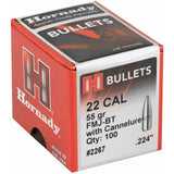 Hornady - 22 Cal .224 55 gr FMJ-BT with Cannelure