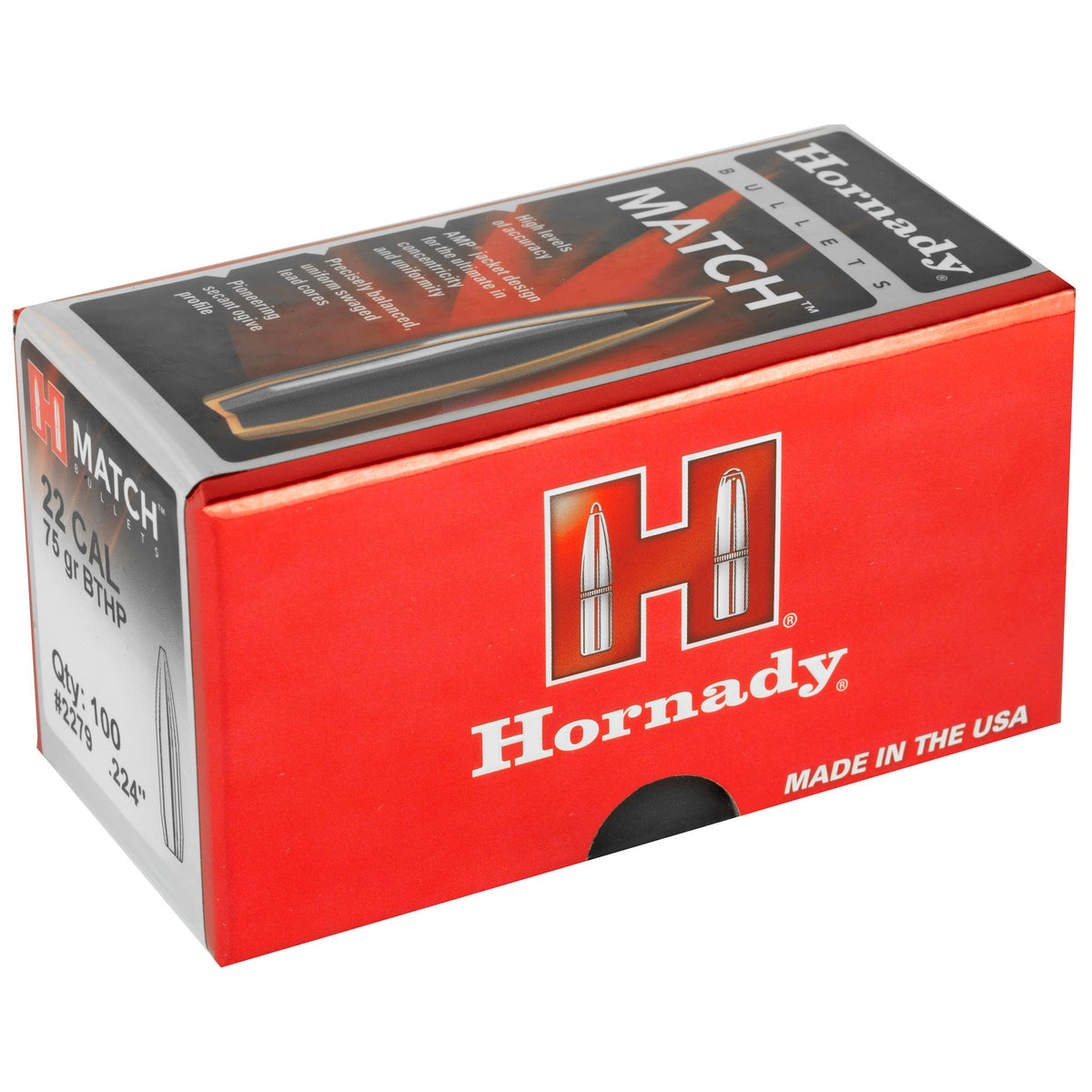 Hornady - 22 Cal .224 75 gr BTHP Match Bullets