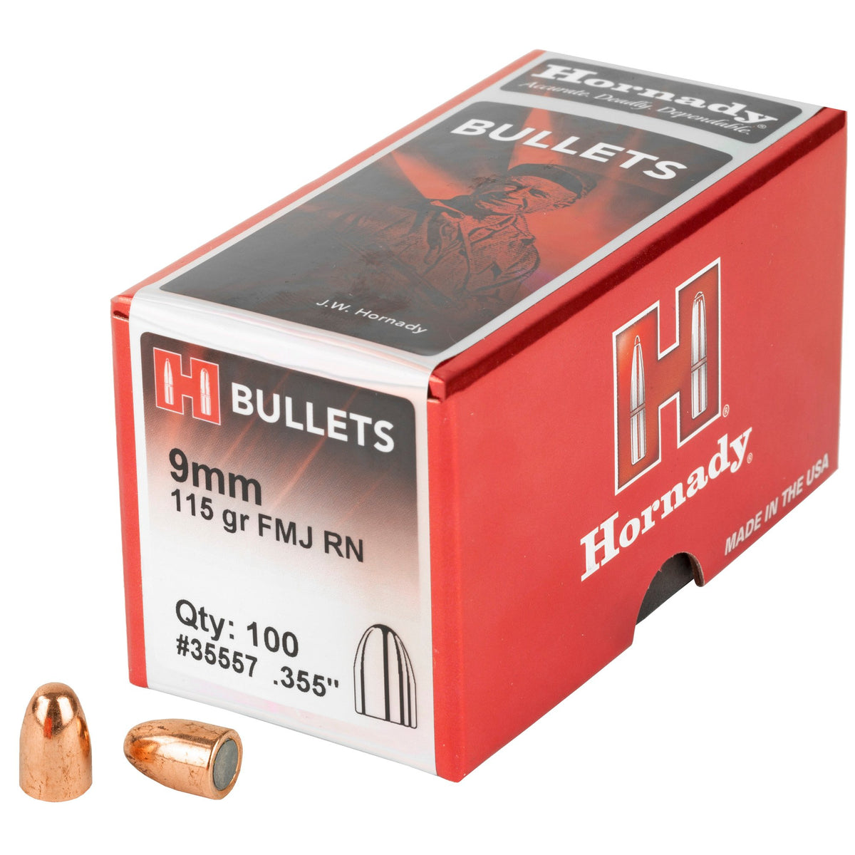 Hornady - 9mm .355 115 gr FMJ RN Bullets