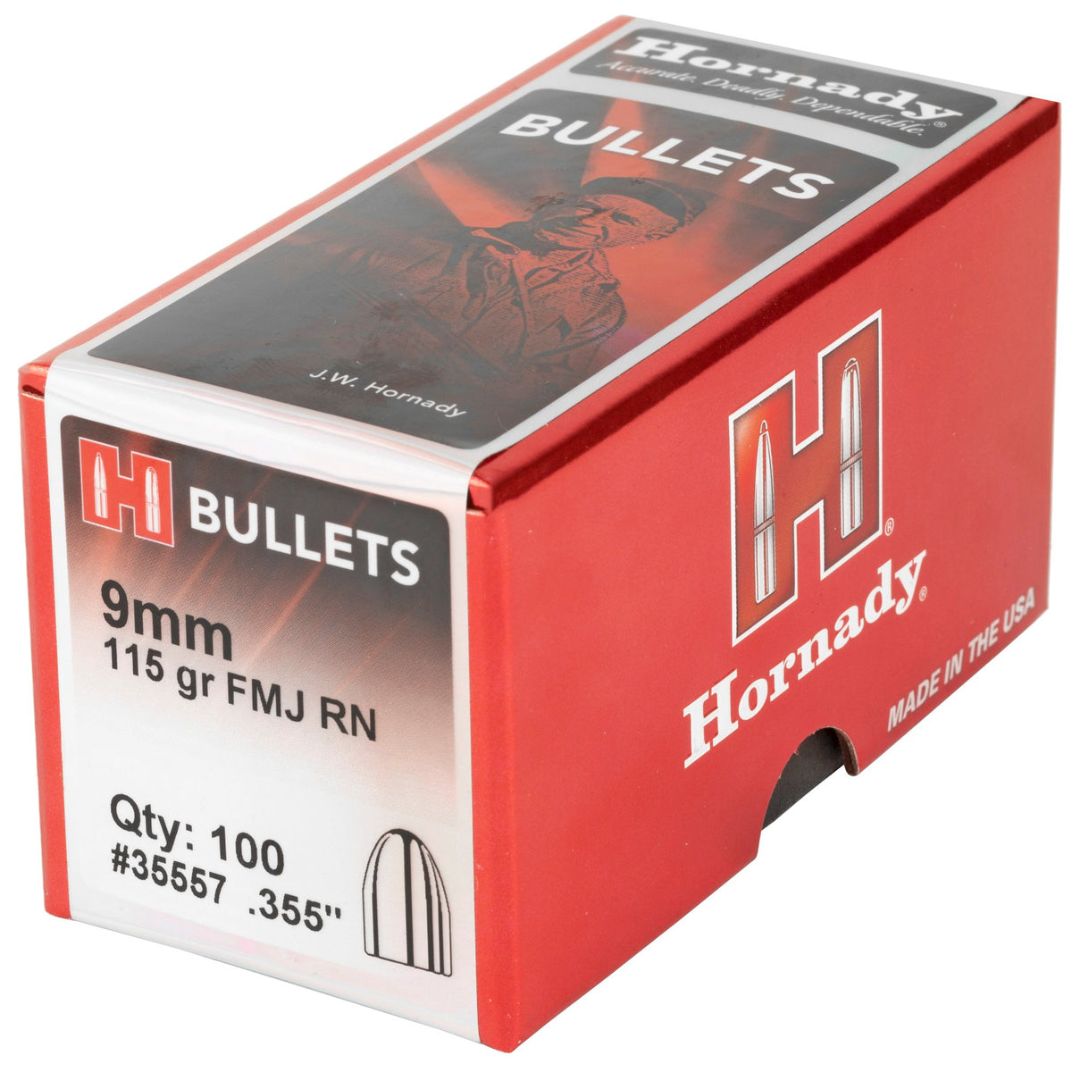Hornady - 9mm .355 115 gr FMJ RN Bullets