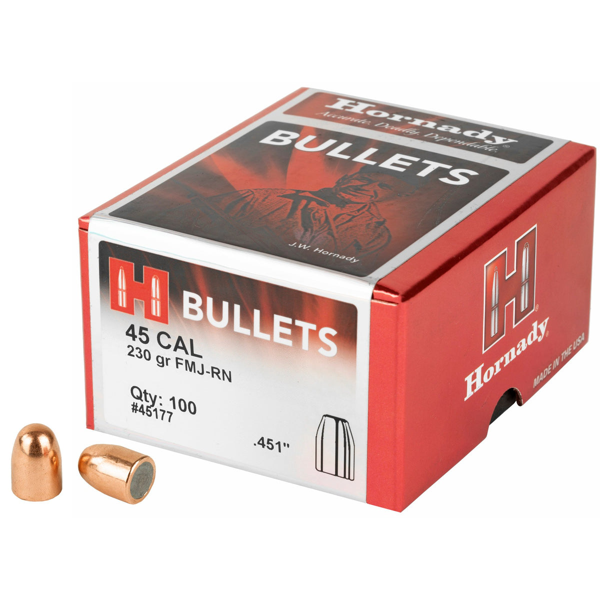 Hornady - 45 Cal .451 230 gr FMJ-RN Bullets