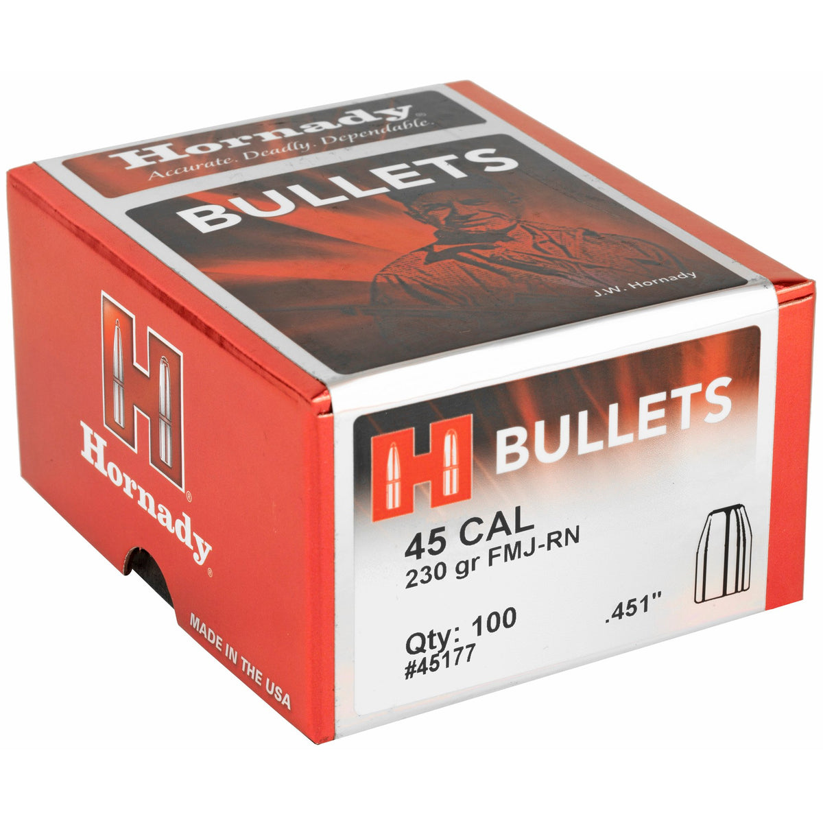 Hornady - 45 Cal .451 230 gr FMJ-RN Bullets