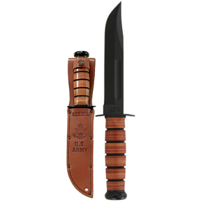KA-BAR - U.S. Army Knife, Straight Edge, Brown Leather Handle