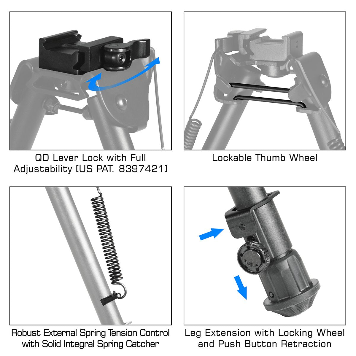 Leapers UTG - Tactical OP Bipod QD 8"-12" for Picatinny — view 5