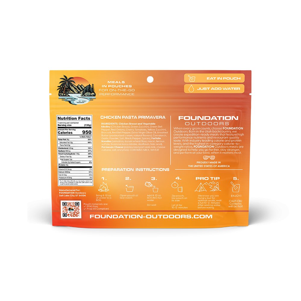 FOUNDATION Outdoors - Chicken Pasta Primavera Freeze Dried Meal