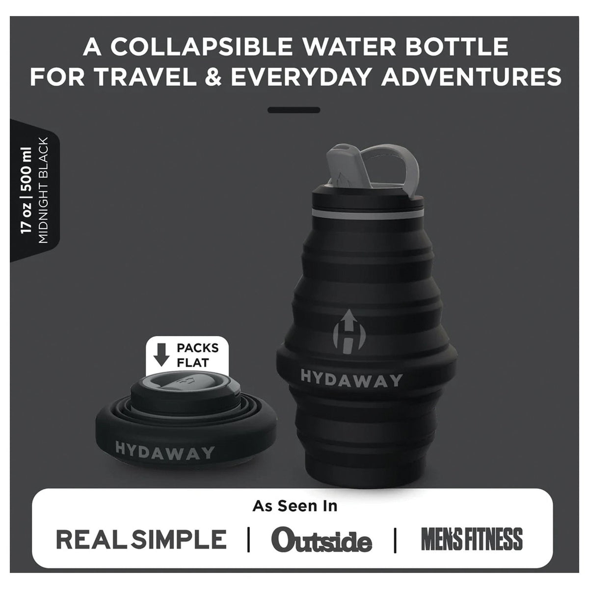 HYDAWAY - Collapsible Water Bottle 17 oz - Midnight