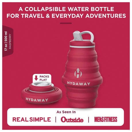 HYDAWAY - Collapsible Water Bottle 17 oz - Raspberry
