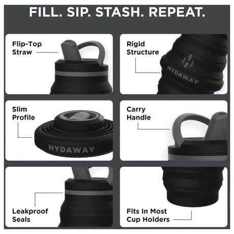 HYDAWAY - Collapsible Water Bottle Midnight 25 oz