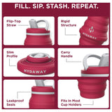 HYDAWAY - Collapsible Water Bottle 25 oz - Raspberry