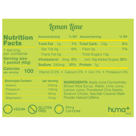 HUMA GEL - Lemon Lime with Caffeine (24-Pack) — view 2